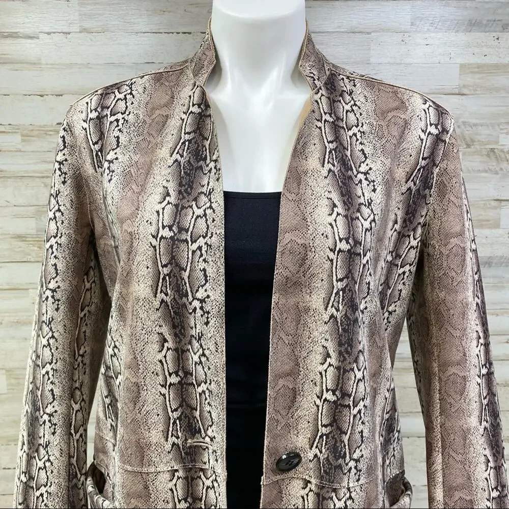 BlankNYC Snake Charmer Faux Suede Jacket Coat Womens Size XS Brown Tan
